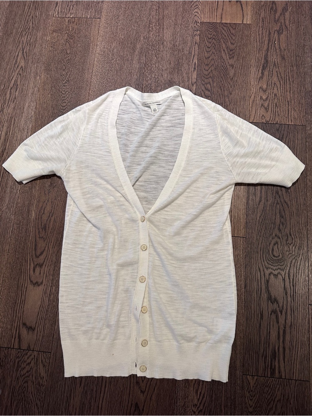 Ladies Banana Republic Lightweight Short-Sleeve Button Cardigan - Off White